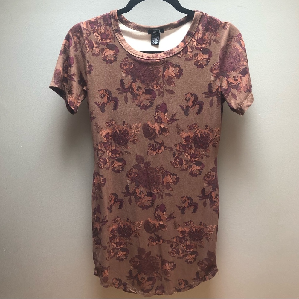 Brown Velvet Floral Dress
